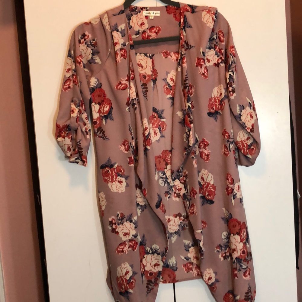 Floral print kimono